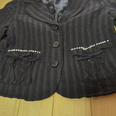 女の子黒ジャケット 130cmの画像