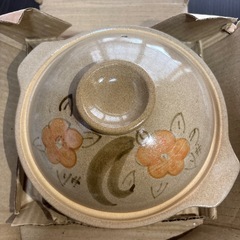陶器製 花柄 土鍋 直径約20センチの画像