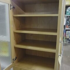 木製　2ドア食器棚　引き出し　カップボード　キッチン収納　フリーボード　ダイニングボード　台所収納の画像