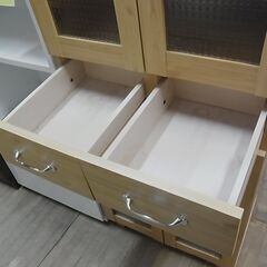 木製　2ドア食器棚　引き出し　カップボード　キッチン収納　フリーボード　ダイニングボード　台所収納の画像
