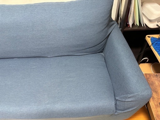【美品　ソファ　2人掛け　緑　青カバー付き】