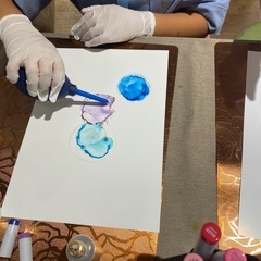 【モニター価格】アルコールインクアート教室🥰アルコールインクアートでティッシュケース作り🩵の画像