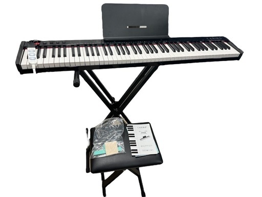 Carina 電子ピアノ 88鍵盤 キーボード 軽量スリム 充電式 ペダル イヤホン MIDI 初心者 (ブラック)