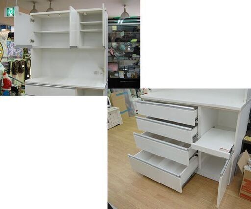 ニトリ キッチンボード カウンター ホワイト 鏡面仕上げ W120 札幌市清田区