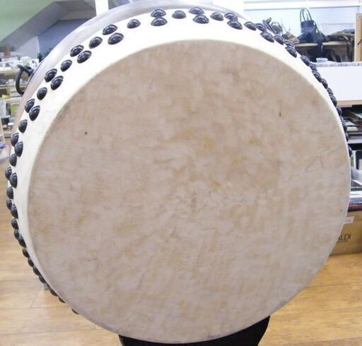 和太鼓 太鼓口径 約48cm 胴高 約58cm 台・バチ付き 長胴太鼓 宮太鼓