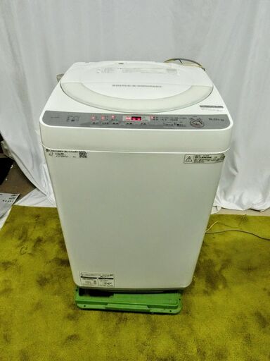 SHARP 縦型洗濯機 ES-GE6B 6.0kg 穴なし槽 時短コース シワ抑えコース2018年製