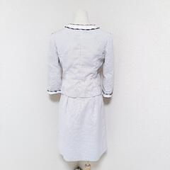 ハロッズ スカートセットアップ ノーカラージャケット タイトスカート 白黒色 3 L レディースの画像