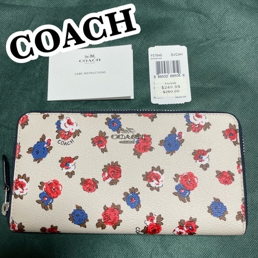【正規品】COACHの長財布 新品・未使用（ショルダーバッグ ポーチ）花柄 白