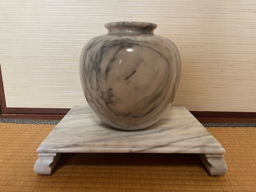 【GO-410】大理石 壺 花瓶 花入 花器 花台 台座