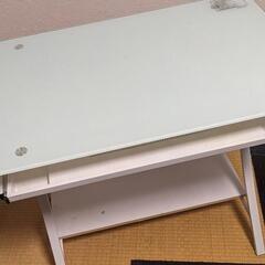パソコンデスク　使用わずか　スチール×ガラス