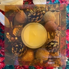 ★BMWノベルティ★クリスマスキャンドル★クリスマス柄ファブリック付きの画像