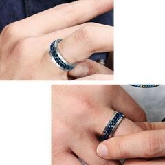 メンズブルーチェーンリング②（新品）16号の画像