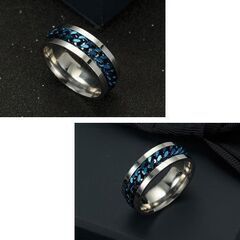 メンズブルーチェーンリング②（新品）16号の画像