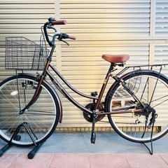 【商談中】カバー&前輪スタンド付き❣️自転車 シティサイクル ママチャリ26インチ の画像