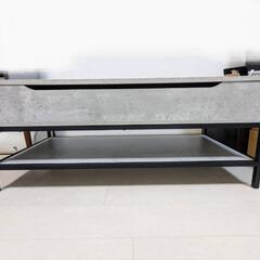 【12/10まで限定価格】ストーングレー　リフトアップテーブル  ローテーブル 幅113 ロングタイプ 昇降式 収納の画像