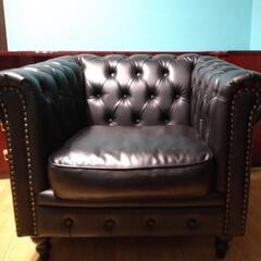 ビィンセント 黒シングルソファ合皮