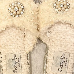 未使用 pretty you London スリッパ プリティユー サンダル フリル ビーズ サイズMの画像