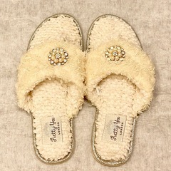 未使用 pretty you London スリッパ プリティユー サンダル フリル ビーズ サイズMの画像