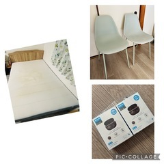 ダブルサイズベッドとIKEAマットレス、椅子、2個Bluetoo...