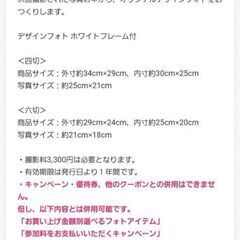 郵送可★スタジオアリス★四つ切り、六つ切り★デザインフォト④(フレーム付)1万円相当超のプレゼント券の画像
