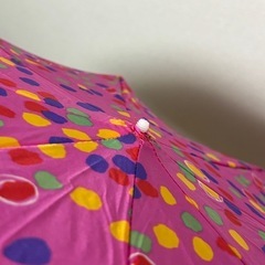 ピンク模様の折り畳み傘の画像