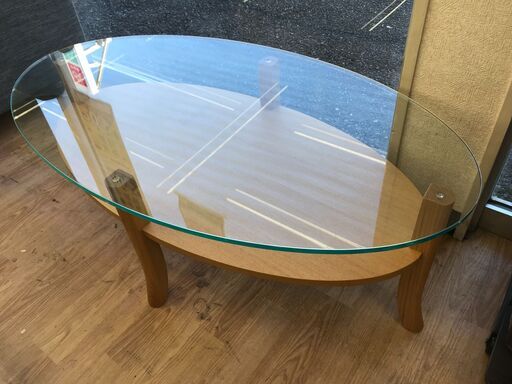 ★ジモティ割あり★ Francfranc ガラステーブル ナチュラル H39×W110×D60 クリーニング済み KJ7106
