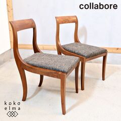 collabore(コラボレ)のCH-02 ダイニングチェア 2脚セットです。優美な曲線の脚、曲面の滑らかな背もたれが魅力のシンプルな椅子はウォールナット材の温かみが感じられる北欧スタイルのデザイン♪
