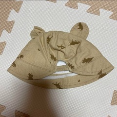 ベビー 帽子 くま 42cm 紐付き 茶色の画像