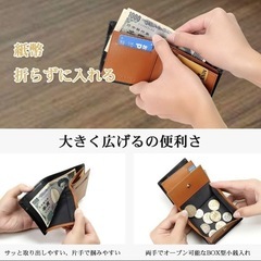 ✨新品✨牛革 折り畳み財布　黒×黄　プレゼント　贈り物　高品質　大容量の画像