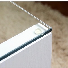 センターテーブル（ホワイト） 750×400×370mm Rogic ロータイプ ガラステーブル 強化ガラス リビング 組立品の画像