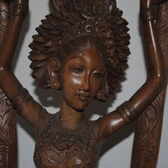 [1016] インドネシア バリ島 女性像 木彫 置物 アンティーク 工芸品の画像