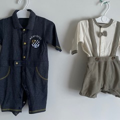 【美品】長袖カバーオール　ロンパース　2着セット【60-70cm】