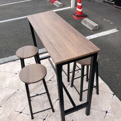 カウンターテーブルセット カウンターテーブル 椅子4脚 幅120×奥行40×高さ100cm 🚚自社配送時💳代引き可🚚(現金、クレジット、スマホ決済対応)の画像