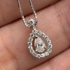 K18WG ダイヤモンド ネックレス 2.7g 中0.18ct