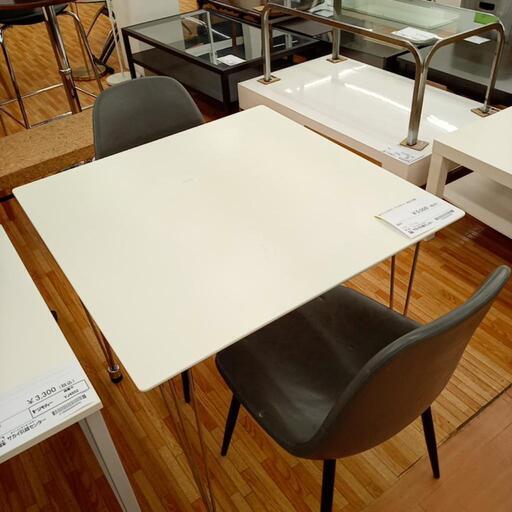 ★ジモティ割あり★ ダイニングテーブルセット　椅子2脚　ホワイト　グレー　クリーニング済　YJ4602