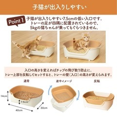 ニャンとも清潔トイレ 猫用トイレ本体 すいすいコンパクト アイボリー&ペールオレンジ 子猫、小柄な猫用 の画像