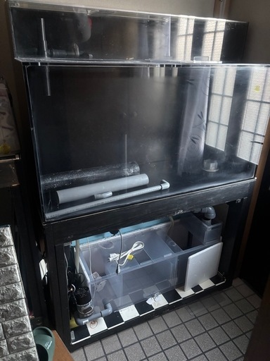 120センチ水槽　1200アクリル水槽セット オーバーフロー 隔離水槽付 水槽台 熱帯魚 海水魚