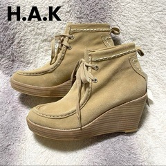 si29 H.A.K ハク/ウェッジスニーカー /本革レザーチャ...