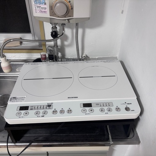 アイリスオーヤマ 2口 IHコンロ IHクッキングヒーター 1400W 100V ホワイト IHK-W12-W