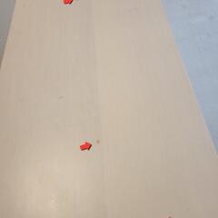 天然木　折り畳める突き板棚付きテーブルの画像