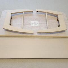 天然木　折り畳める突き板棚付きテーブルの画像