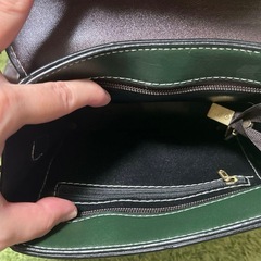 【美品】レザーリュック ダークブラウン グリーン 合皮蜂 ハチ Beeの画像