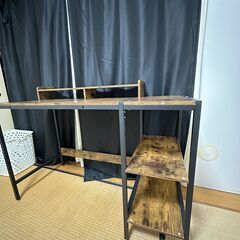 勉強机 オフィス PC 奥行50cm 学習 幅118 ラック付き パソコンデスク 棚付 ゲーミングデスク Jiandiの画像