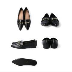 ビット　ローファー　ブラック　フラットの画像