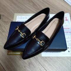 ビット　ローファー　ブラック　フラットの画像