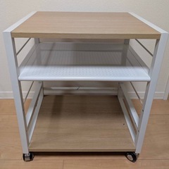 キャスター付きプリンターラック 木目調の画像