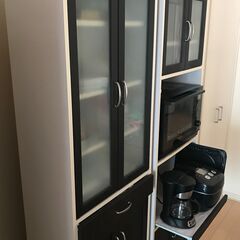 食器棚 ウッド ２つで1組　H182×D29×W58㎝ 中古の画像