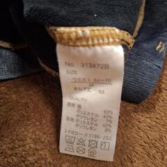 くらしと生協 ほかほか裏ベロアBBスキニージーンズ M シャンブレーネイビーの画像