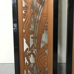 欄間　らんま　建具　彫刻　２枚セット　昭和の画像