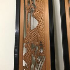 欄間　らんま　建具　彫刻　２枚セット　昭和の画像